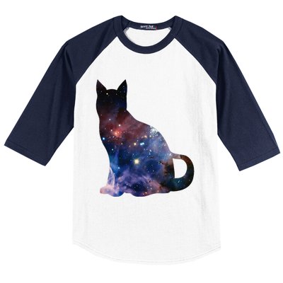  Cat Silhouette Supernova In Galaxy Scifi Space Baseball Sleeve Shirt