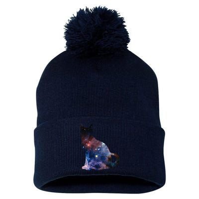  Cat Silhouette Supernova In Galaxy Scifi Space Pom Pom 12in Knit Beanie