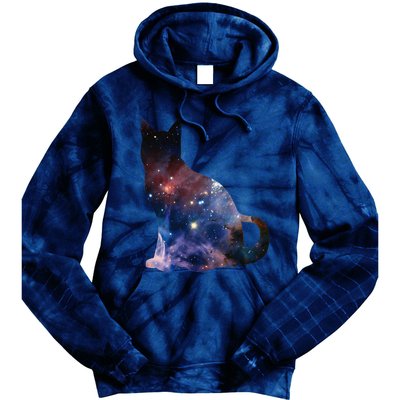  Cat Silhouette Supernova In Galaxy Scifi Space Tie Dye Hoodie