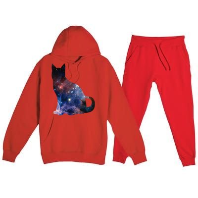  Cat Silhouette Supernova In Galaxy Scifi Space Premium Hooded Sweatsuit Set