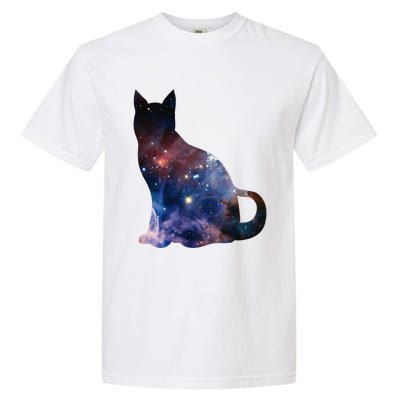  Cat Silhouette Supernova In Galaxy Scifi Space Garment-Dyed Heavyweight T-Shirt