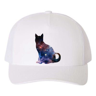  Cat Silhouette Supernova In Galaxy Scifi Space Yupoong Adult 5-Panel Trucker Hat