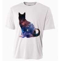  Cat Silhouette Supernova In Galaxy Scifi Space Cooling Performance Crew T-Shirt