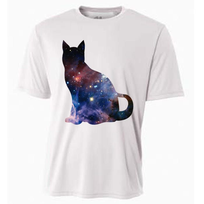  Cat Silhouette Supernova In Galaxy Scifi Space Cooling Performance Crew T-Shirt