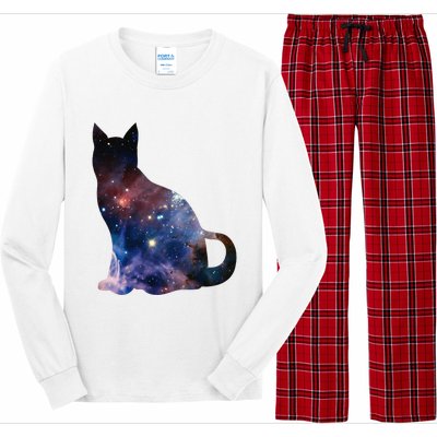  Cat Silhouette Supernova In Galaxy Scifi Space Long Sleeve Pajama Set