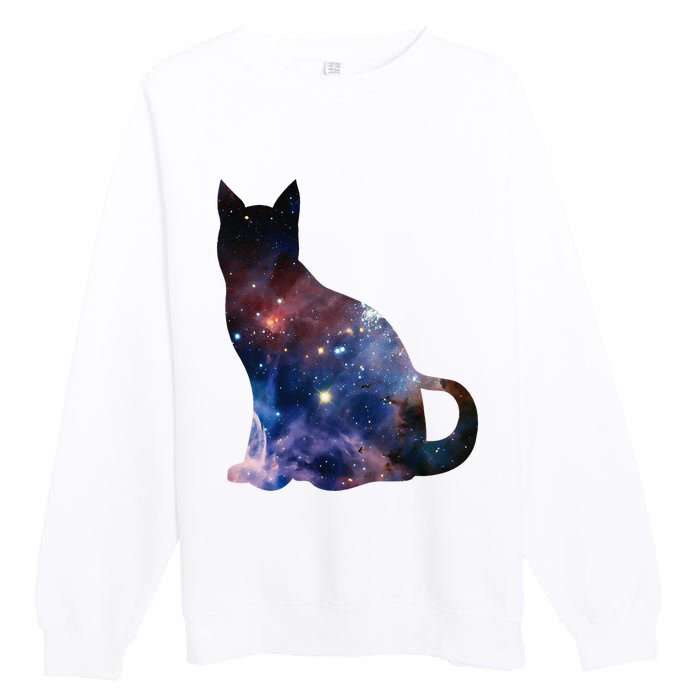  Cat Silhouette Supernova In Galaxy Scifi Space Premium Crewneck Sweatshirt