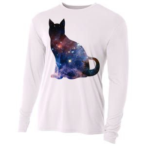  Cat Silhouette Supernova In Galaxy Scifi Space Cooling Performance Long Sleeve Crew