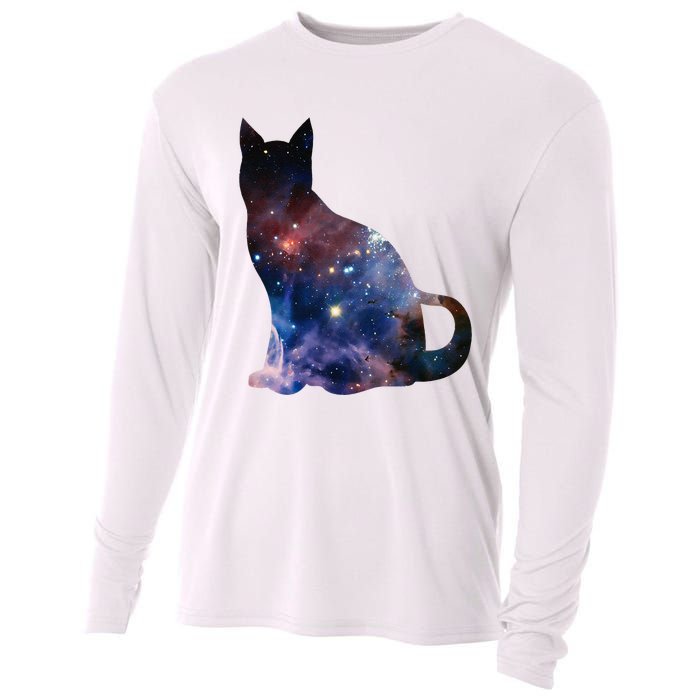  Cat Silhouette Supernova In Galaxy Scifi Space Cooling Performance Long Sleeve Crew