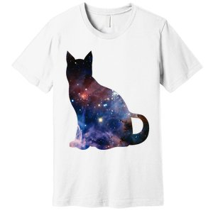  Cat Silhouette Supernova In Galaxy Scifi Space Premium T-Shirt