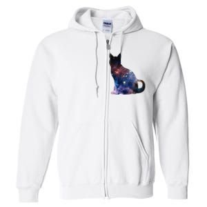  Cat Silhouette Supernova In Galaxy Scifi Space Full Zip Hoodie