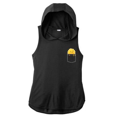 Cool Sunshine Sunny Pocket Design Ladies PosiCharge Tri-Blend Wicking Draft Hoodie Tank