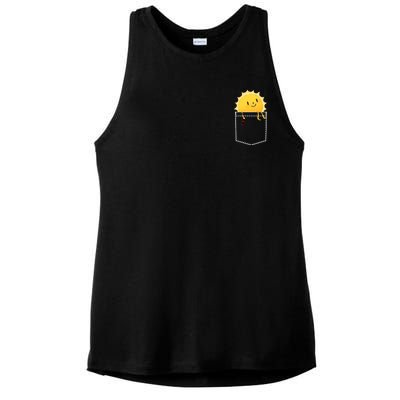 Cool Sunshine Sunny Pocket Design Ladies PosiCharge Tri-Blend Wicking Tank