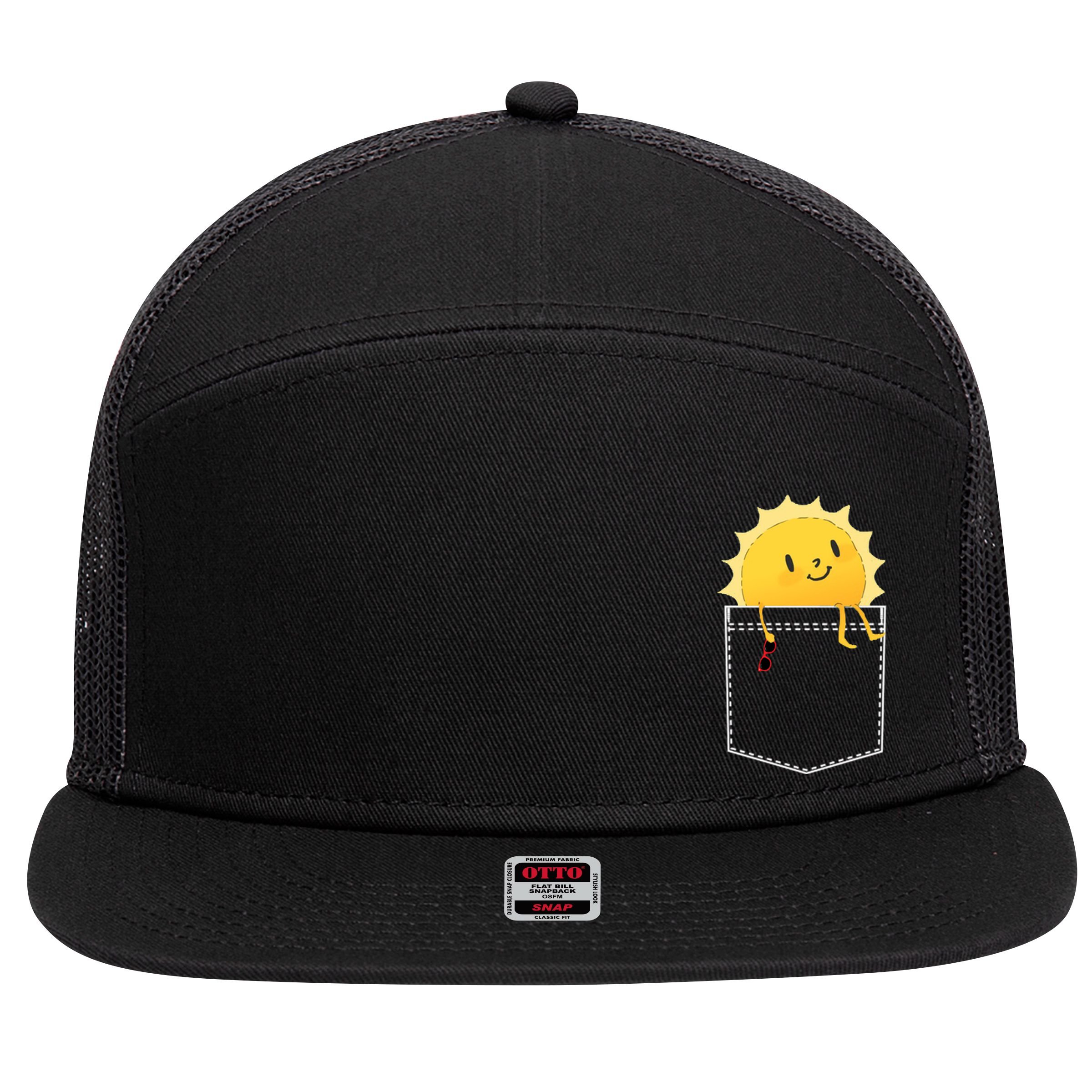 Cool Sunshine Sunny Pocket Design 7 Panel Mesh Trucker Snapback Hat