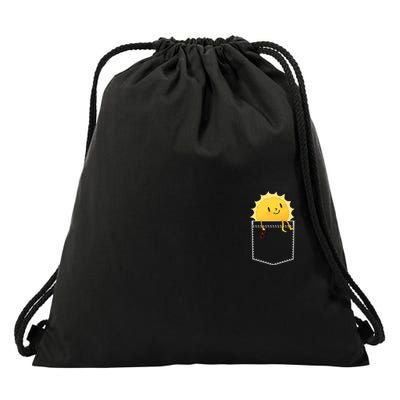 Cool Sunshine Sunny Pocket Design Drawstring Bag