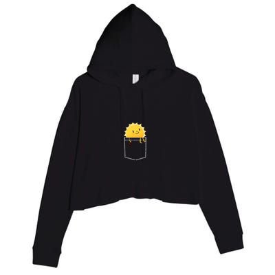 Cool Sunshine Sunny Pocket Design Crop Fleece Hoodie