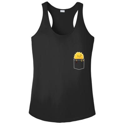 Cool Sunshine Sunny Pocket Design Ladies PosiCharge Competitor Racerback Tank