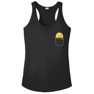 Cool Sunshine Sunny Pocket Design Ladies PosiCharge Competitor Racerback Tank