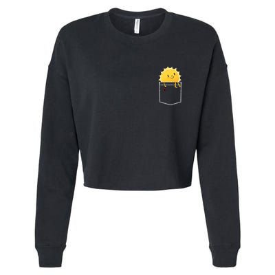 Cool Sunshine Sunny Pocket Design Cropped Pullover Crew
