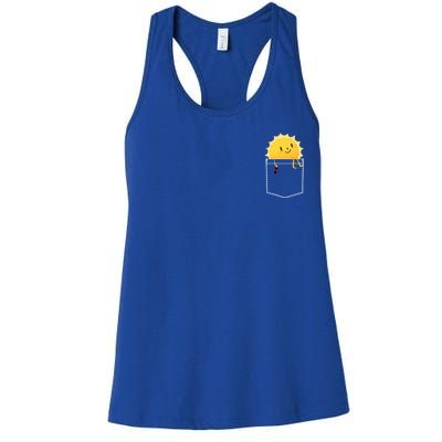 Cool Sunshine Sunny Pocket Design Women's Racerback Tank