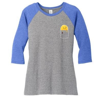 Cool Sunshine Sunny Pocket Design Women's Tri-Blend 3/4-Sleeve Raglan Shirt