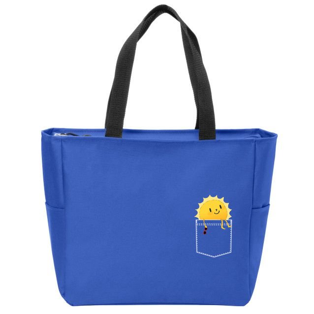 Cool Sunshine Sunny Pocket Design Zip Tote Bag