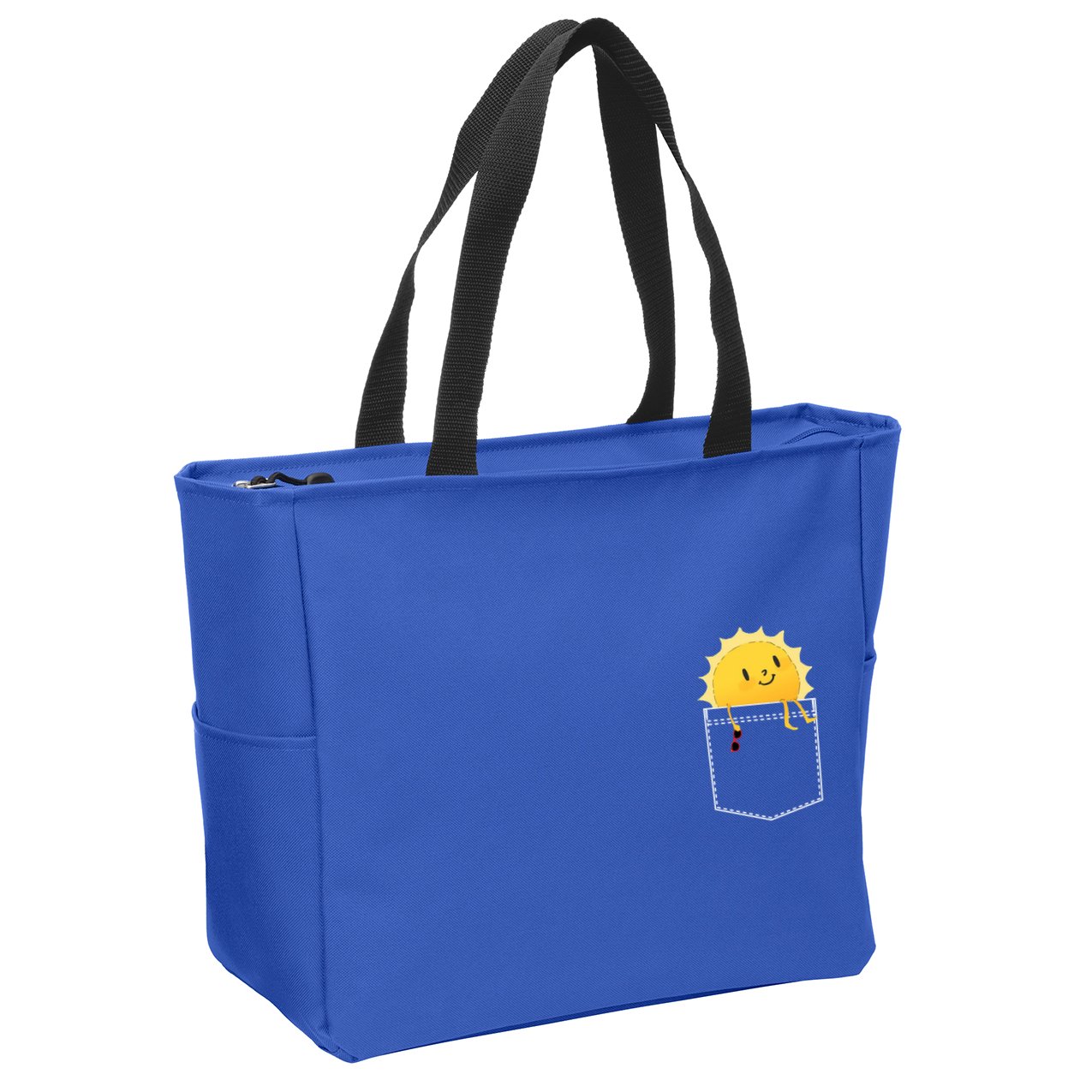 Cool Sunshine Sunny Pocket Design Zip Tote Bag