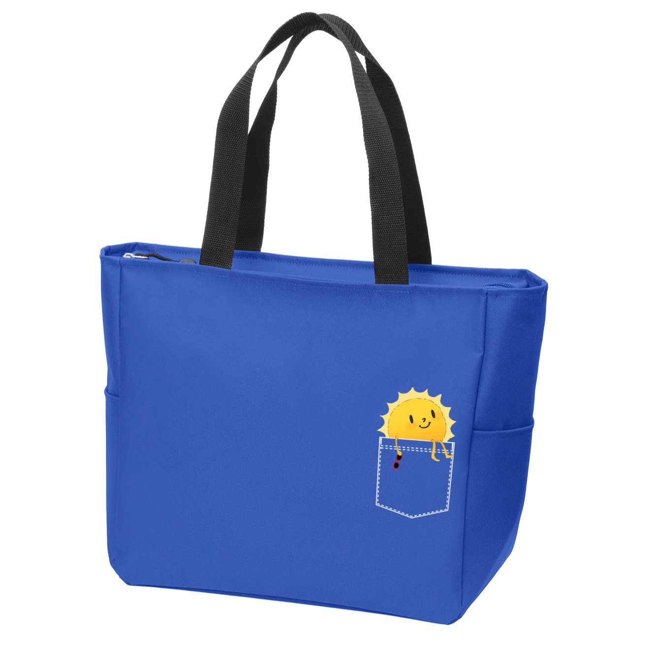 Cool Sunshine Sunny Pocket Design Zip Tote Bag