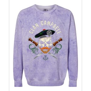 Campbell Surname Scottish Clan Skull Tam Dirks Tartan Badge Colorblast Crewneck Sweatshirt