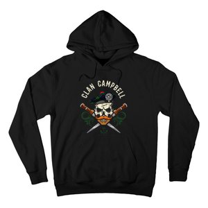 Campbell Surname Scottish Clan Skull Tam Dirks Tartan Badge Hoodie