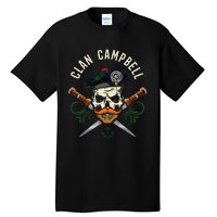 Campbell Surname Scottish Clan Skull Tam Dirks Tartan Badge Tall T-Shirt