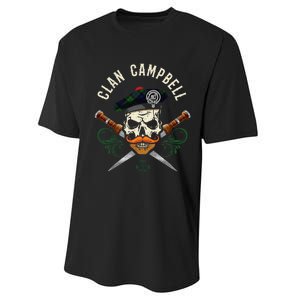 Campbell Surname Scottish Clan Skull Tam Dirks Tartan Badge Performance Sprint T-Shirt