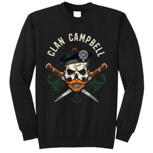 Campbell Surname Scottish Clan Skull Tam Dirks Tartan Badge Tall Sweatshirt