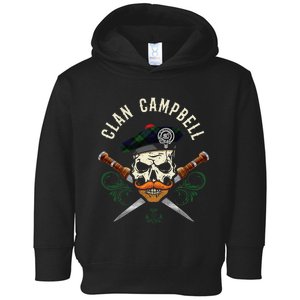 Campbell Surname Scottish Clan Skull Tam Dirks Tartan Badge Toddler Hoodie