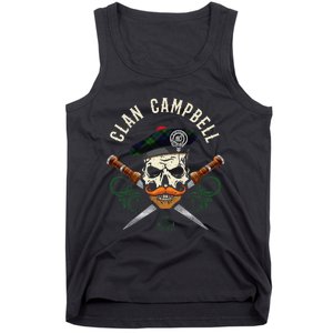 Campbell Surname Scottish Clan Skull Tam Dirks Tartan Badge Tank Top