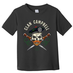 Campbell Surname Scottish Clan Skull Tam Dirks Tartan Badge Toddler T-Shirt