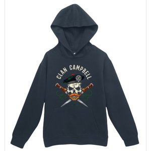 Campbell Surname Scottish Clan Skull Tam Dirks Tartan Badge Urban Pullover Hoodie