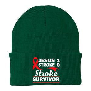 Christian Stroke Survivor Awareness Red Ribbon Brain Attack Knit Cap Winter Beanie