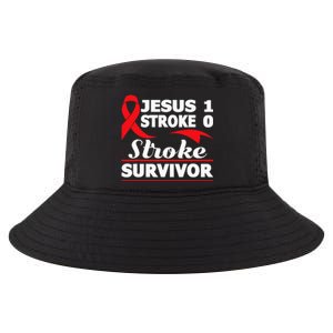 Christian Stroke Survivor Awareness Red Ribbon Brain Attack Cool Comfort Performance Bucket Hat