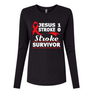 Christian Stroke Survivor Awareness Red Ribbon Brain Attack Womens Cotton Relaxed Long Sleeve T-Shirt