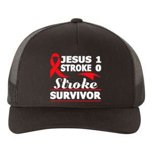 Christian Stroke Survivor Awareness Red Ribbon Brain Attack Yupoong Adult 5-Panel Trucker Hat