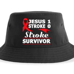 Christian Stroke Survivor Awareness Red Ribbon Brain Attack Sustainable Bucket Hat