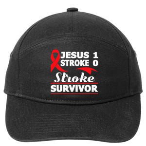 Christian Stroke Survivor Awareness Red Ribbon Brain Attack 7-Panel Snapback Hat