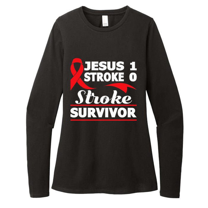 Christian Stroke Survivor Awareness Red Ribbon Brain Attack Womens CVC Long Sleeve Shirt