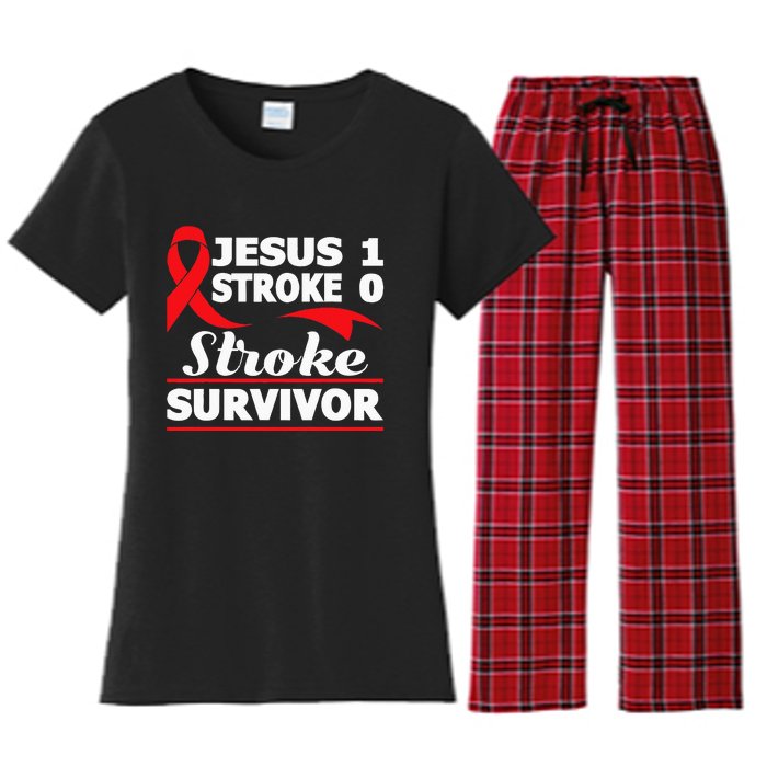 Christian Stroke Survivor Awareness Red Ribbon Brain Attack Women's Flannel Pajama Set