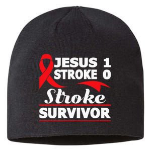 Christian Stroke Survivor Awareness Red Ribbon Brain Attack Sustainable Beanie