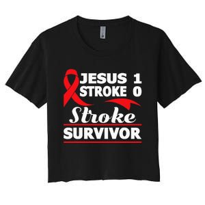 Christian Stroke Survivor Awareness Red Ribbon Brain Attack Women's Crop Top Tee