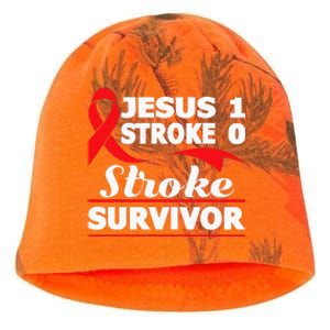 Christian Stroke Survivor Awareness Red Ribbon Brain Attack Kati - Camo Knit Beanie