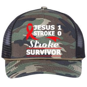 Christian Stroke Survivor Awareness Red Ribbon Brain Attack Retro Rope Trucker Hat Cap