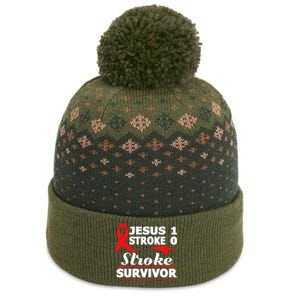 Christian Stroke Survivor Awareness Red Ribbon Brain Attack The Baniff Cuffed Pom Beanie