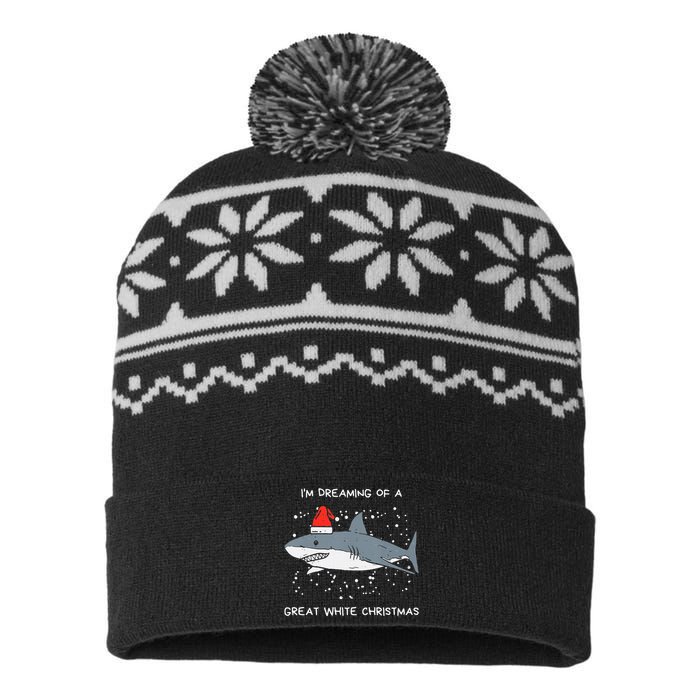 Christmas Shark Santa Hat Xmas Santa Jaws Funny Shark Pun USA-Made Snowflake Beanie